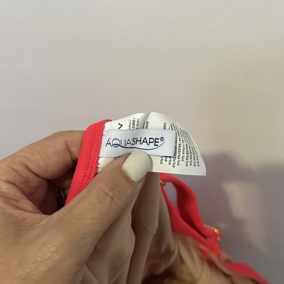 AquaShape Tankini Swimsuit Womens XL Red Draped Top High Waist Bottom Set - Picture 9 of 15